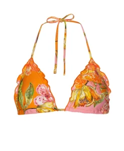 Clementine Embroidered Lettuce Edge Triangle Top*PQ Swim Discount