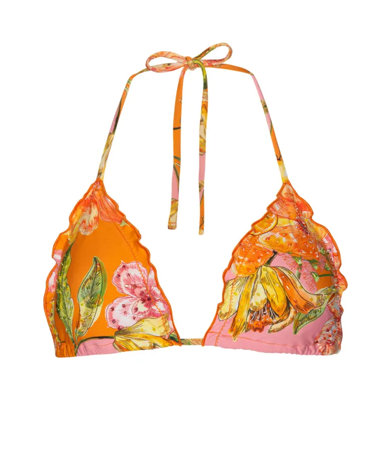 Clementine Embroidered Lettuce Edge Triangle Top*PQ Swim Discount