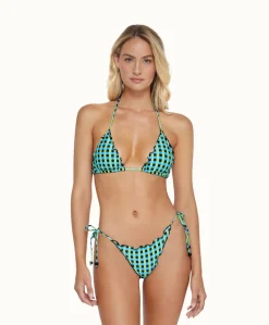 Gingham Drift Lettuce Edge Tie Bottoms (FINAL SALE)*PQ Swim Store