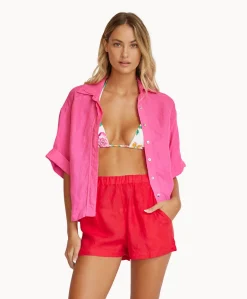 Hot Pink Linen Top*PQ Swim New