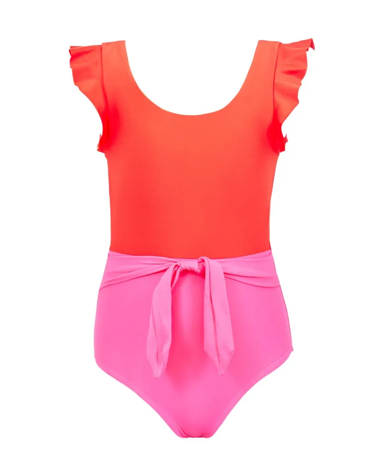 Kids Cosmo Pink Belted Knot One Piece*PQ Swim Hot