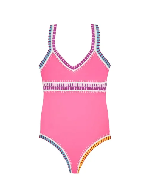 Kids Hot Pink Rainbow Embroidered One Piece*PQ Swim Flash Sale