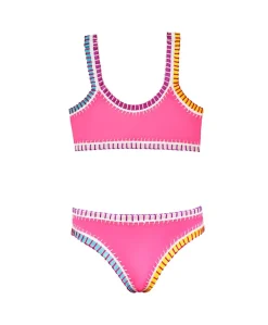 Kids Hot Pink Sporty Rainbow Embroidered Bikini*PQ Swim Fashion
