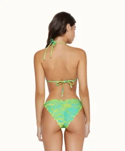 Neon Palms Embroidered Lettuce Edge Tie Bottoms (FINAL SALE)*PQ Swim Store