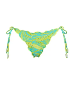Neon Palms Embroidered Lettuce Edge Tie Bottoms (FINAL SALE)*PQ Swim Store