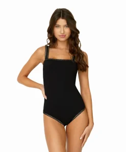 Platinum Gold Crochet-Trim One Piece*PQ Swim Cheap