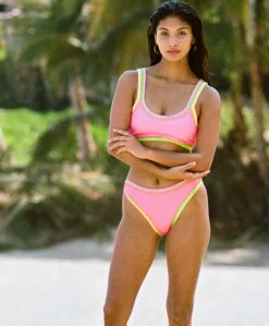 Platinum Bubble Gum Crochet-Trim Sporty Top*PQ Swim Clearance