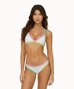 Platinum Water Lily Crochet-Trim Tri Top*PQ Swim Shop