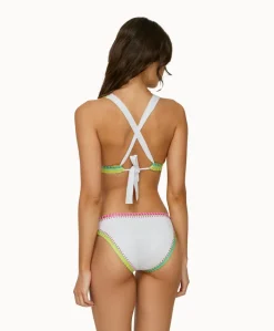 Platinum Water Lily Crochet-Trim Tri Top*PQ Swim Shop